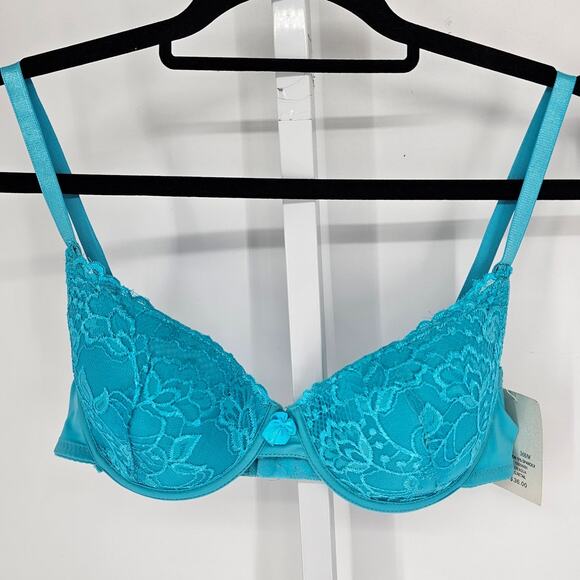 Vintage Y2K Rampage Intimates Womens Sz 36B Aqua Blue Lace Bra NEW - Picture 1 of 5
